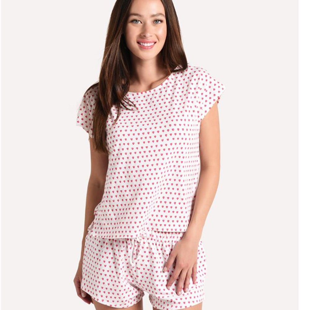 Roberta Roller Rabbit Hearts Chill Set Pima cotton Pajama Set Shorts Tee shirt